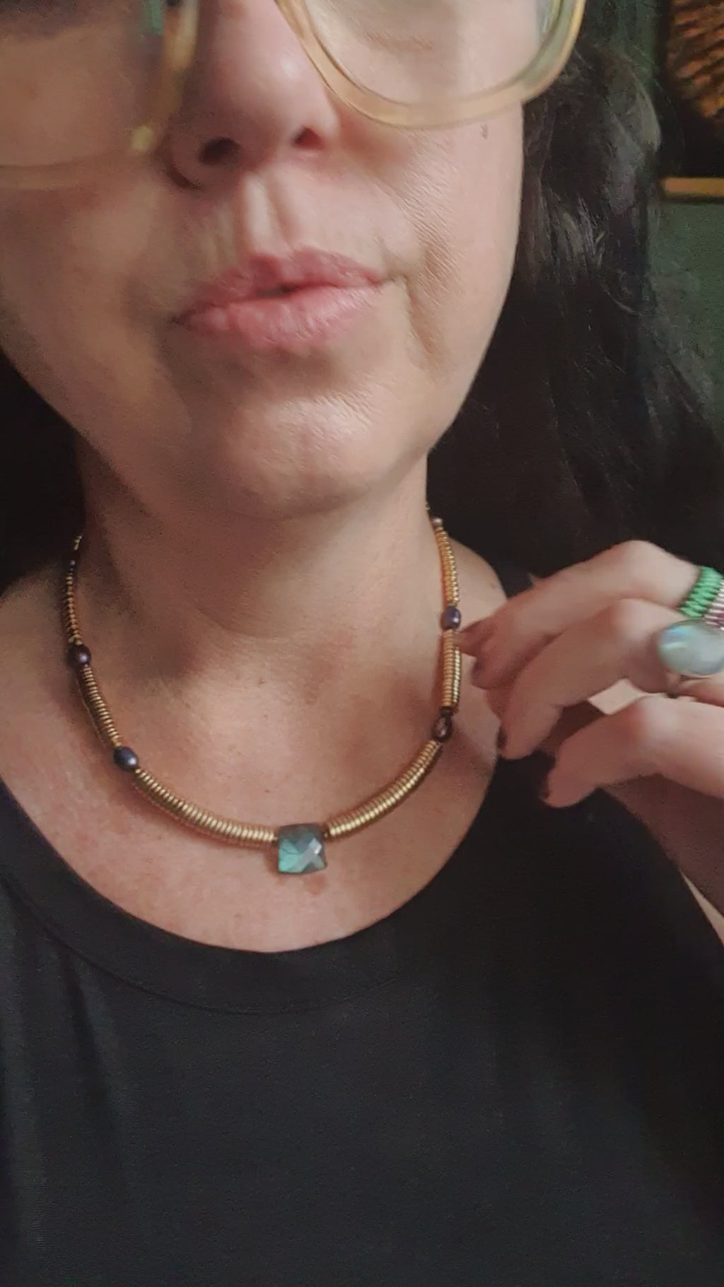 Labradorite, Baroque Pearl & Golden Hematite Necklace IV