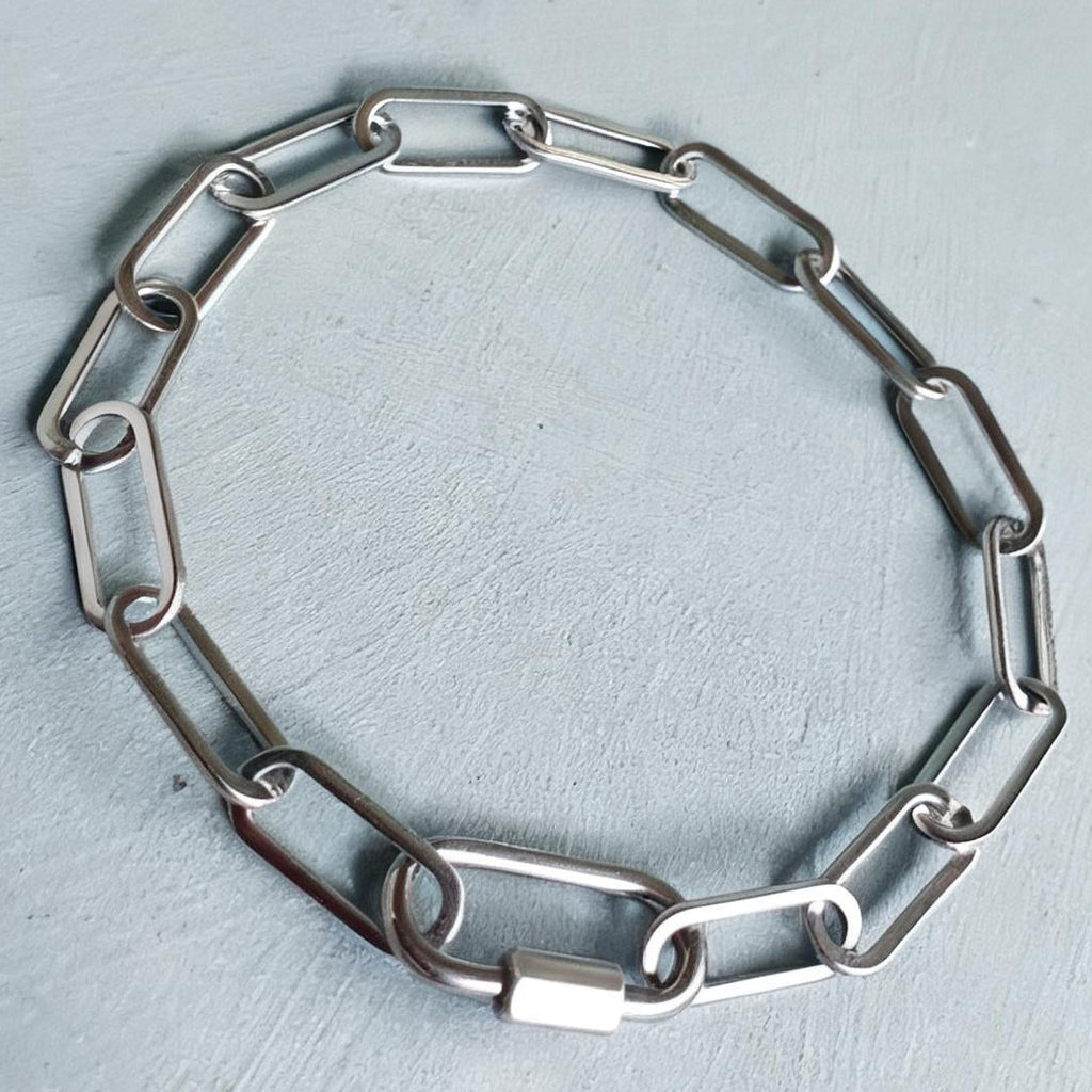 Silver Chunky Paperclip Chain Bracelet with Freedom Lock