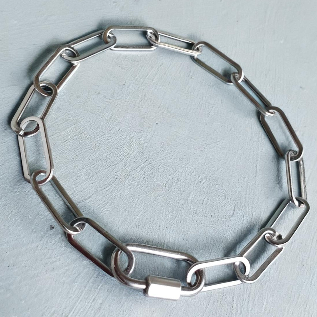 Silver Chunky Paperclip Chain Bracelet with Freedom Lock