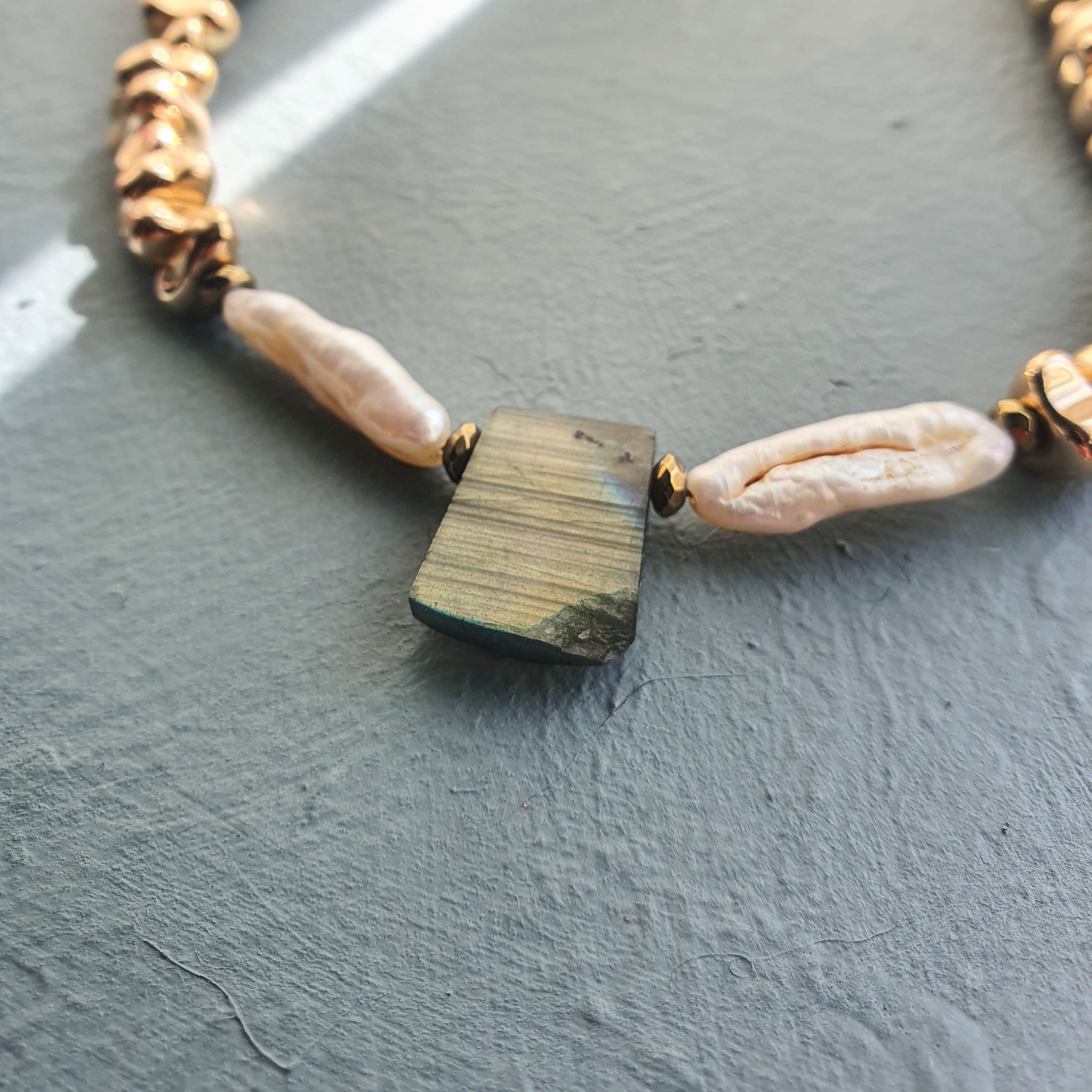 Chunky Golden Hematite with Labradorite Necklace III