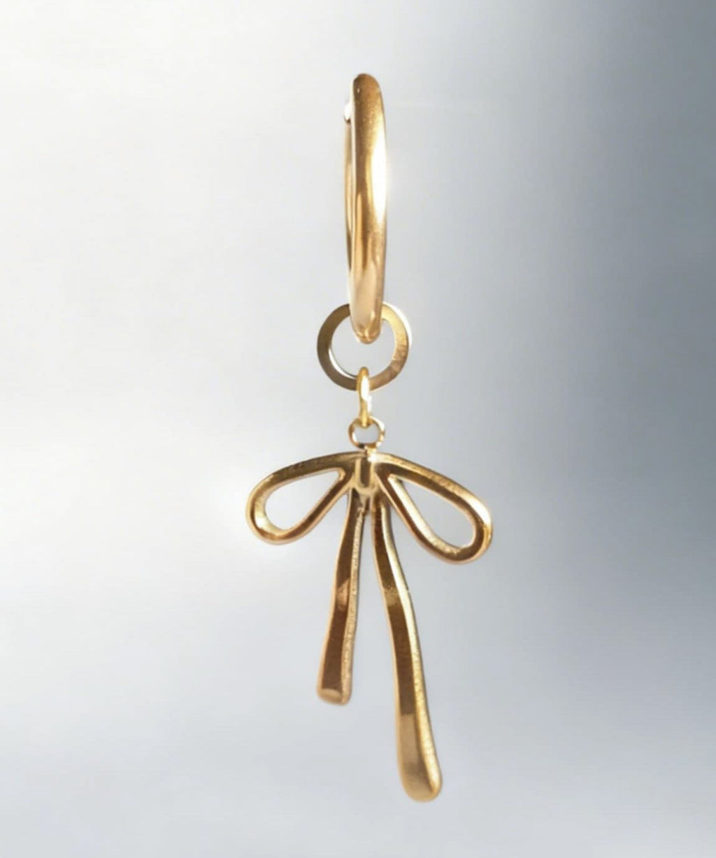 Statement Gold Bow Large Hoop Huggy