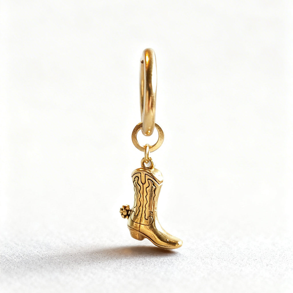 Gold Cowboy Boot Large Hoop Huggie