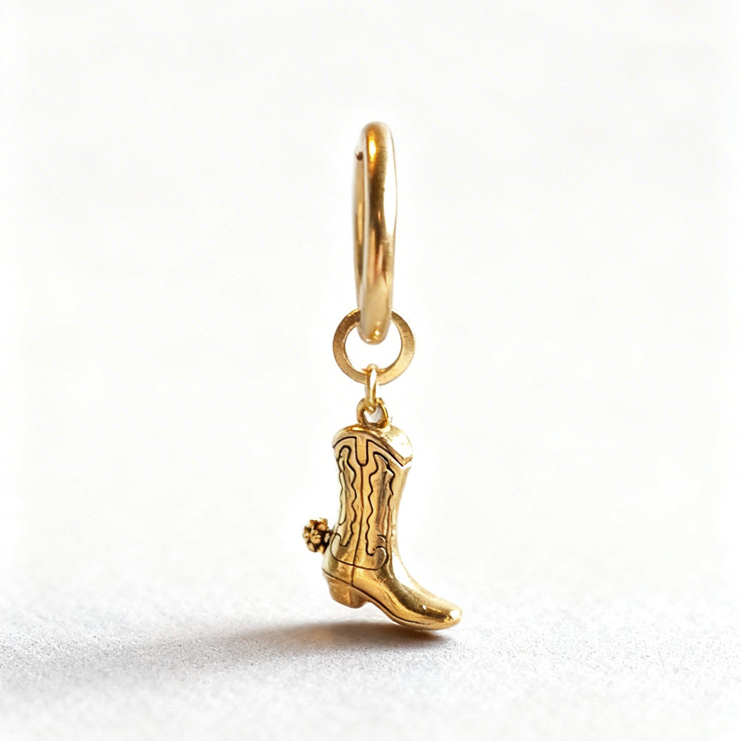 Gold Cowboy Boot Large Hoop Huggie