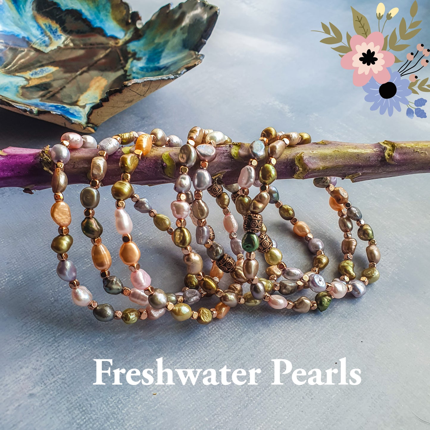 Serene Blush Pearl Beaded Bracelet