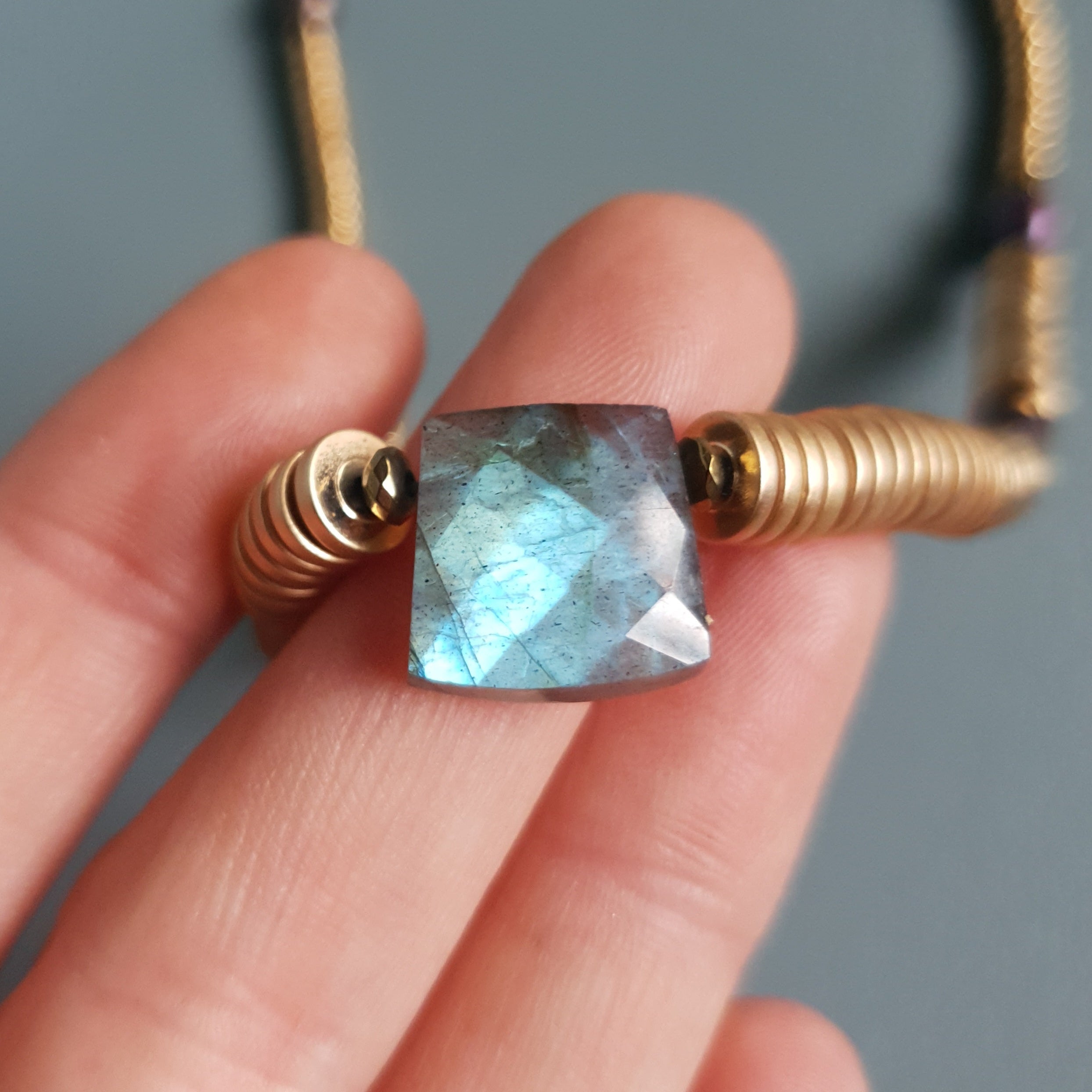 Labradorite, Baroque Pearl & Golden Hematite Necklace IV