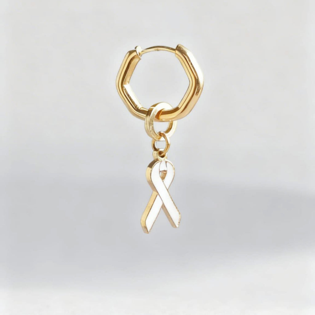 Pink Ribbon Charm Classic Hex Huggy