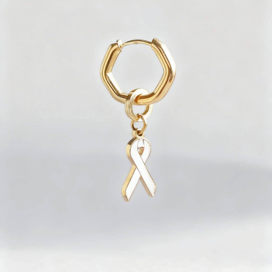 Pink Ribbon Charm Classic Hex Huggy