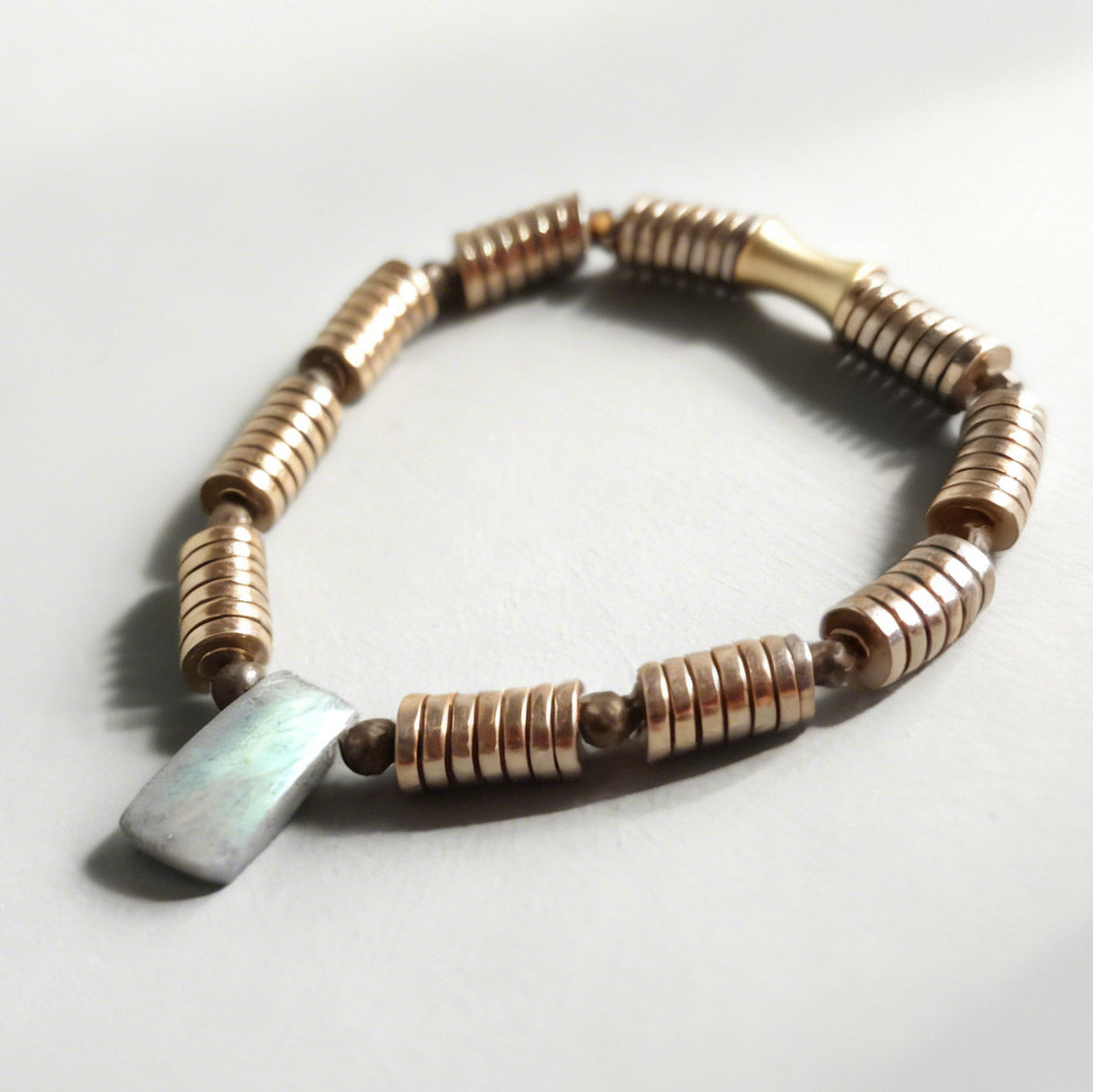 Labradorite & Golden Hematite Stretch Bracelet