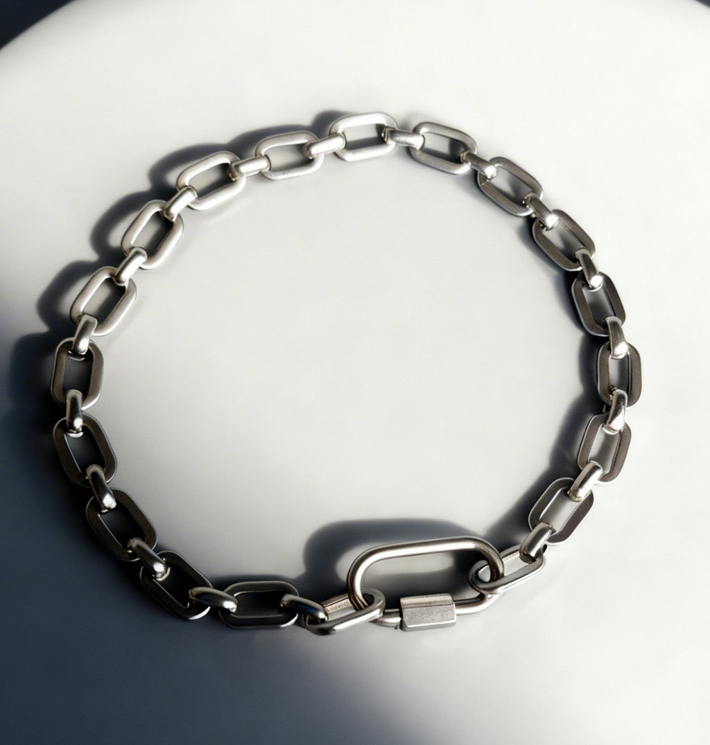 Silver Link Chain Bracelet with Freedom Lock