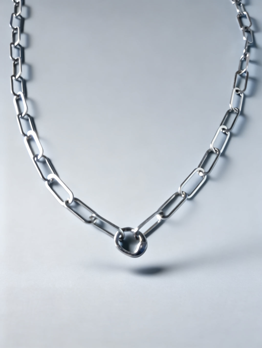 Chunky Paperclip Silver Necklace with Freedom Lock