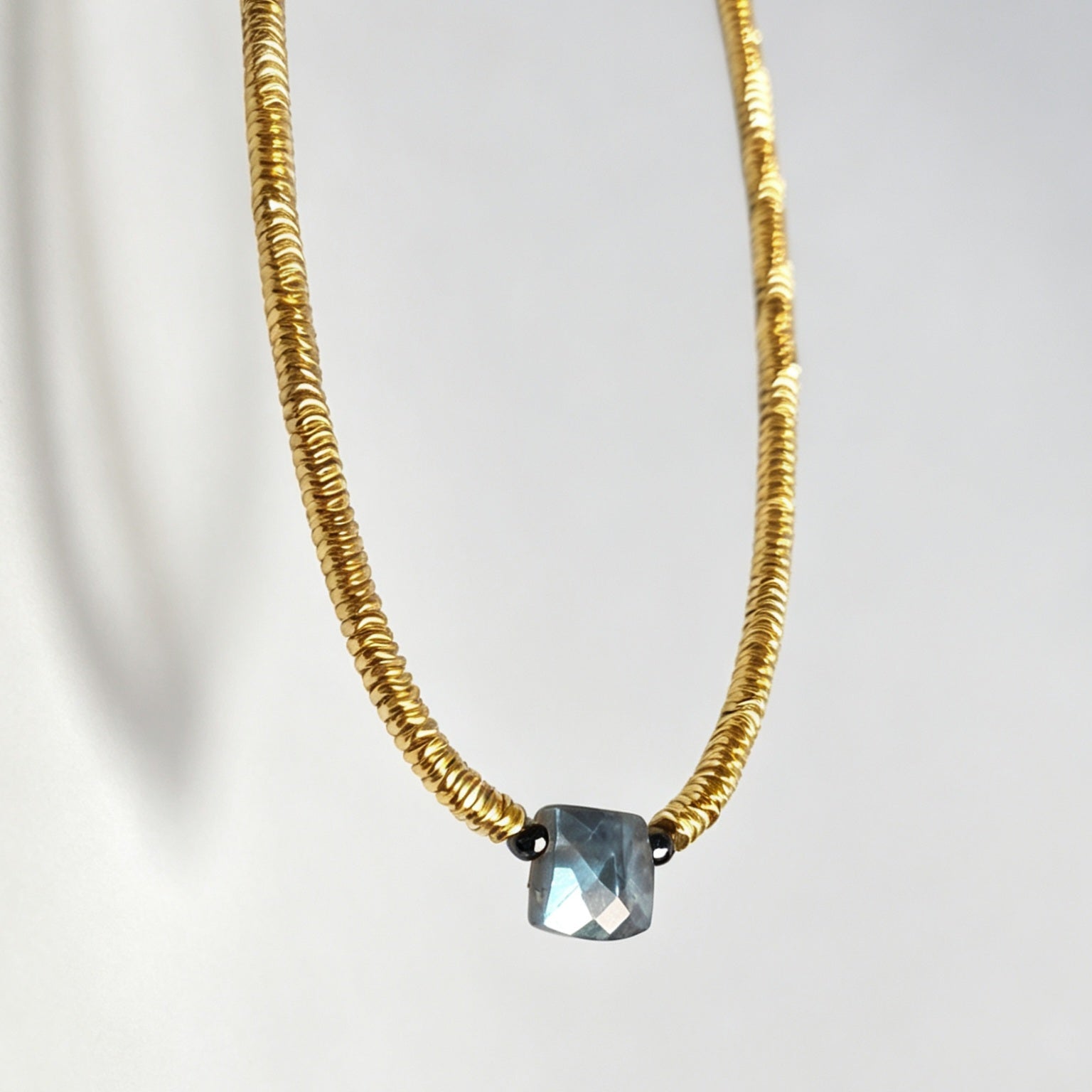 Golden Hematite, Labradorite, Black Spinel & Pyrite Necklace