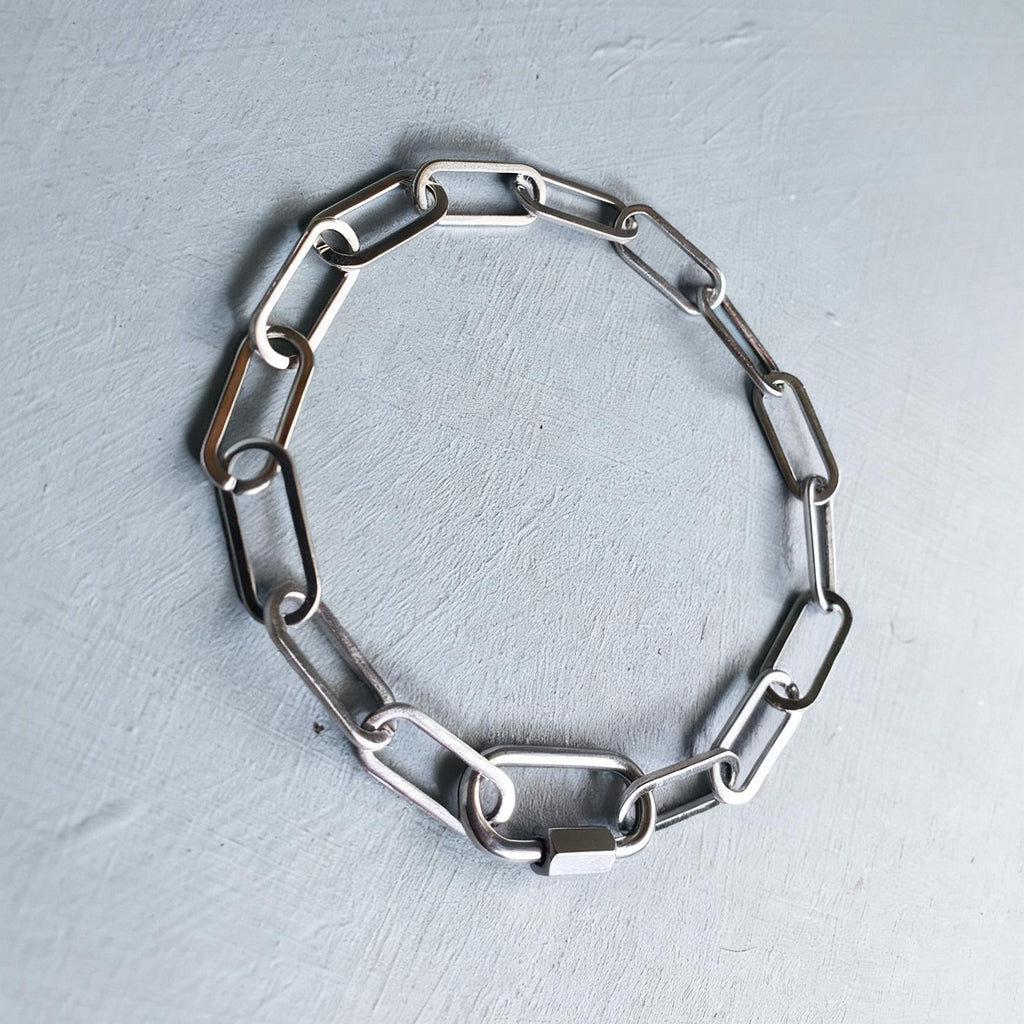 Silver Chunky Paperclip Chain Bracelet with Freedom Lock