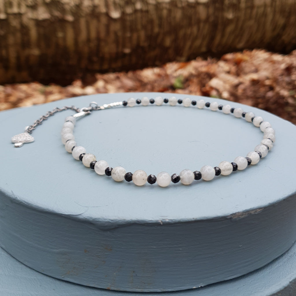 Moonstone & Black Spinel Gemstone Necklace