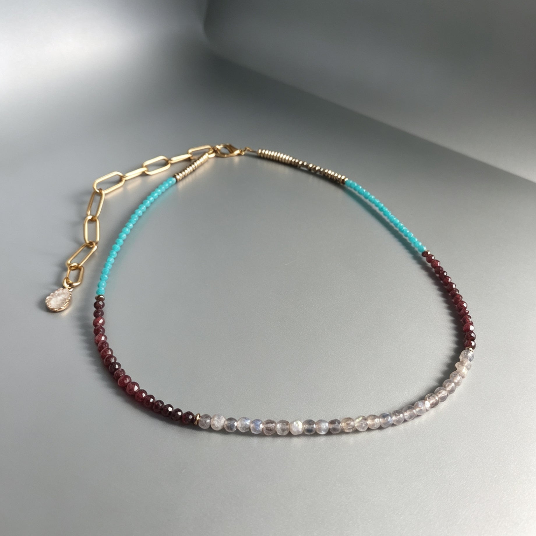 Neon Apatite, Labradorite & Garnet Gemstone Princesses Necklace