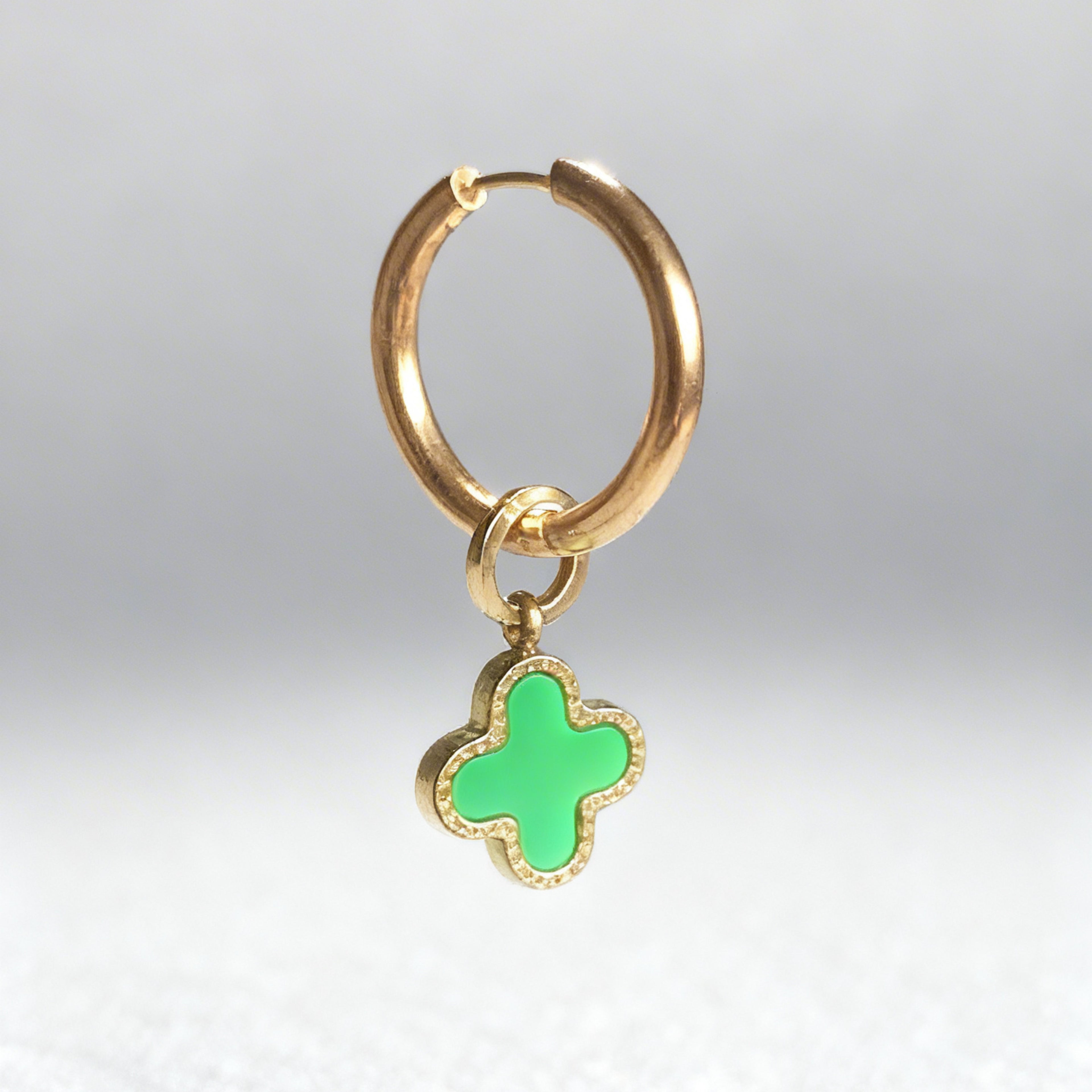 Emerald Clover Large Hoop Huggie