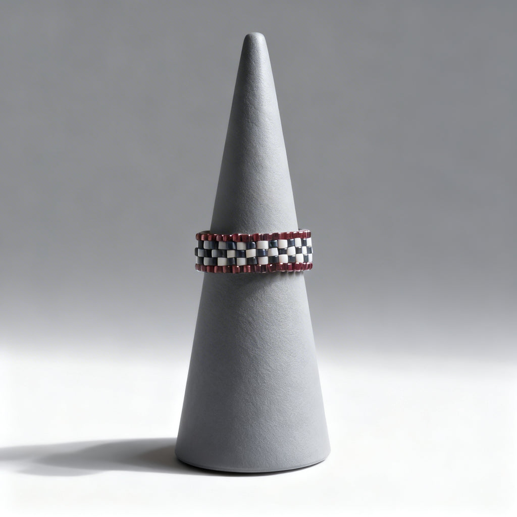 Monochrome Beaded Statement Ring