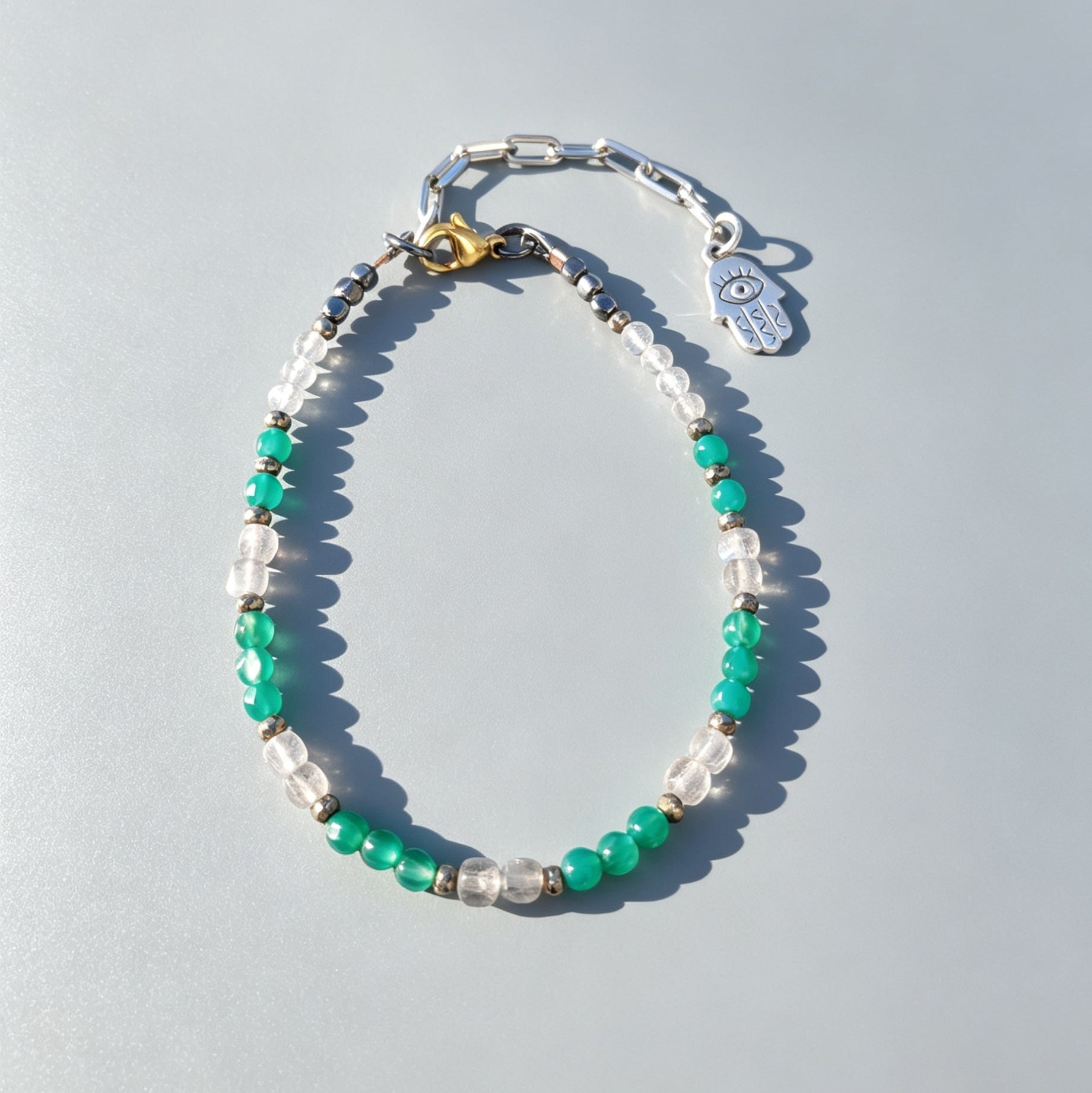 Emerald and Labradorite Gemstone Anklet