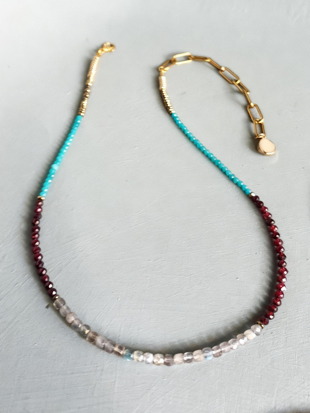 Neon Apatite, Labradorite & Garnet Gemstone Princesses Necklace
