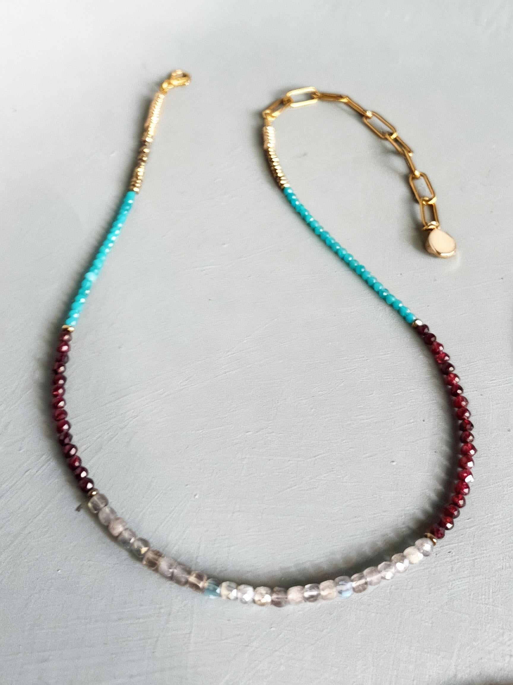 Neon Apatite, Labradorite & Garnet Gemstone Princesses Necklace
