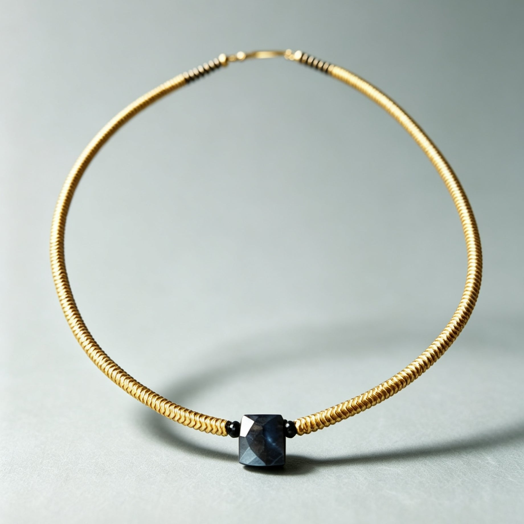 Golden Hematite, Labradorite, Black Spinel & Pyrite Necklace