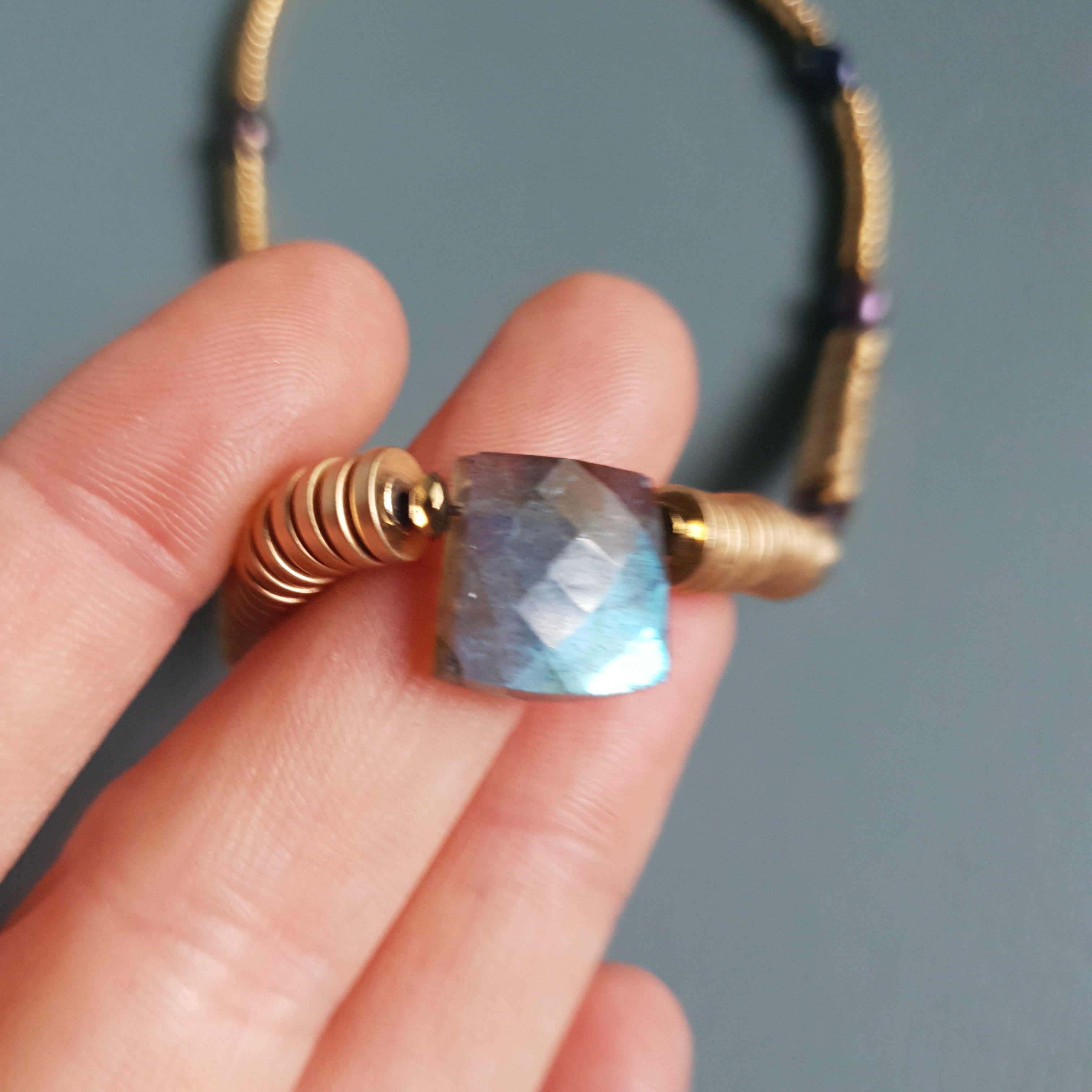 Labradorite, Baroque Pearl & Golden Hematite Necklace IV