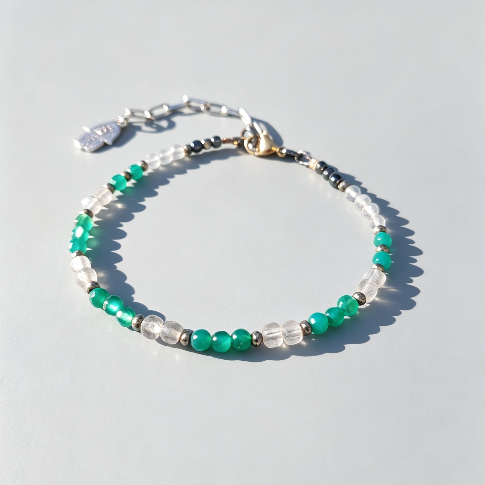 Emerald and Labradorite Gemstone Anklet