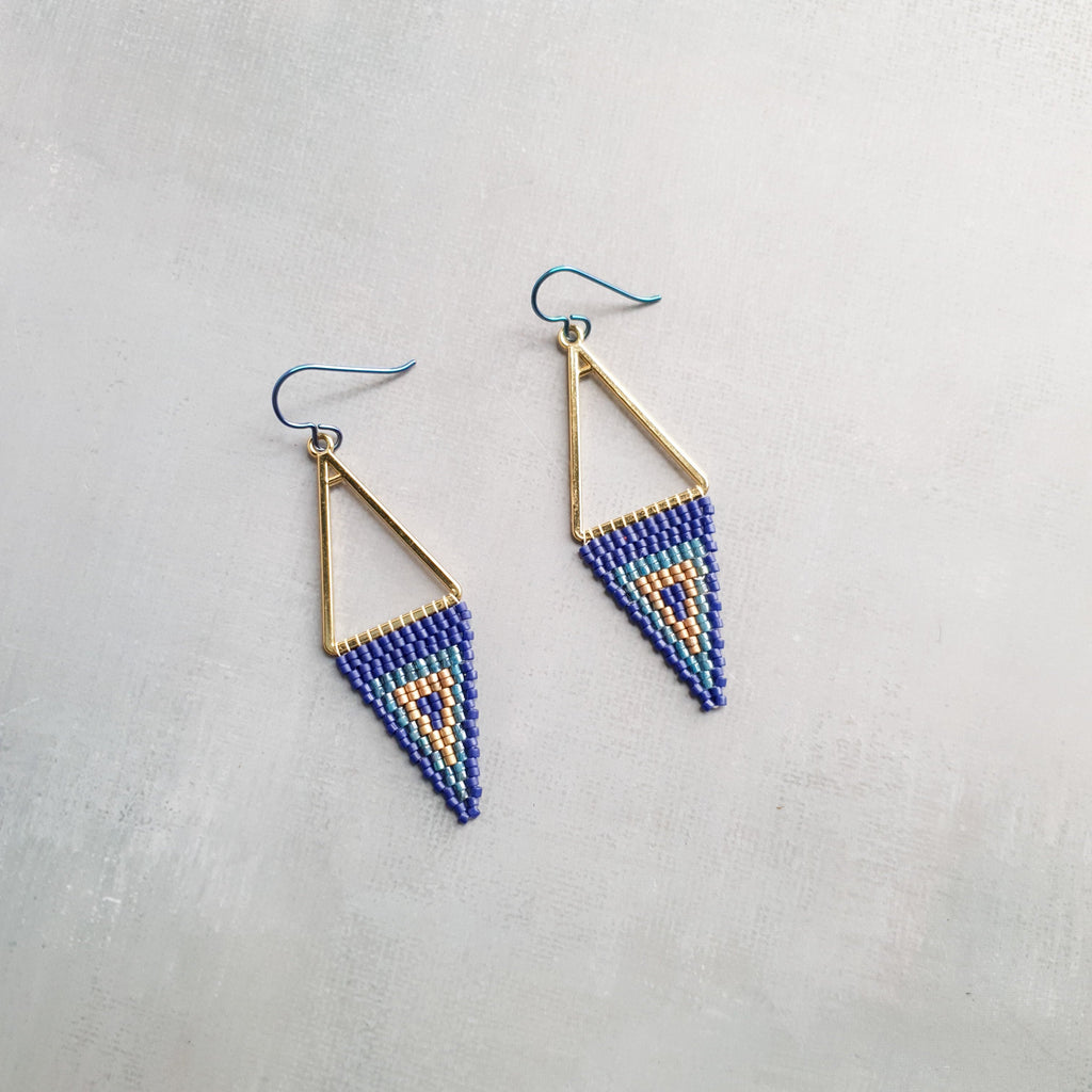 Triple Tone Diamond Symphony Drops - Blue & Gold