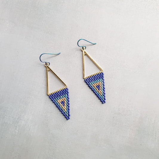 Triple Tone Diamond Symphony Drops - Blue & Gold