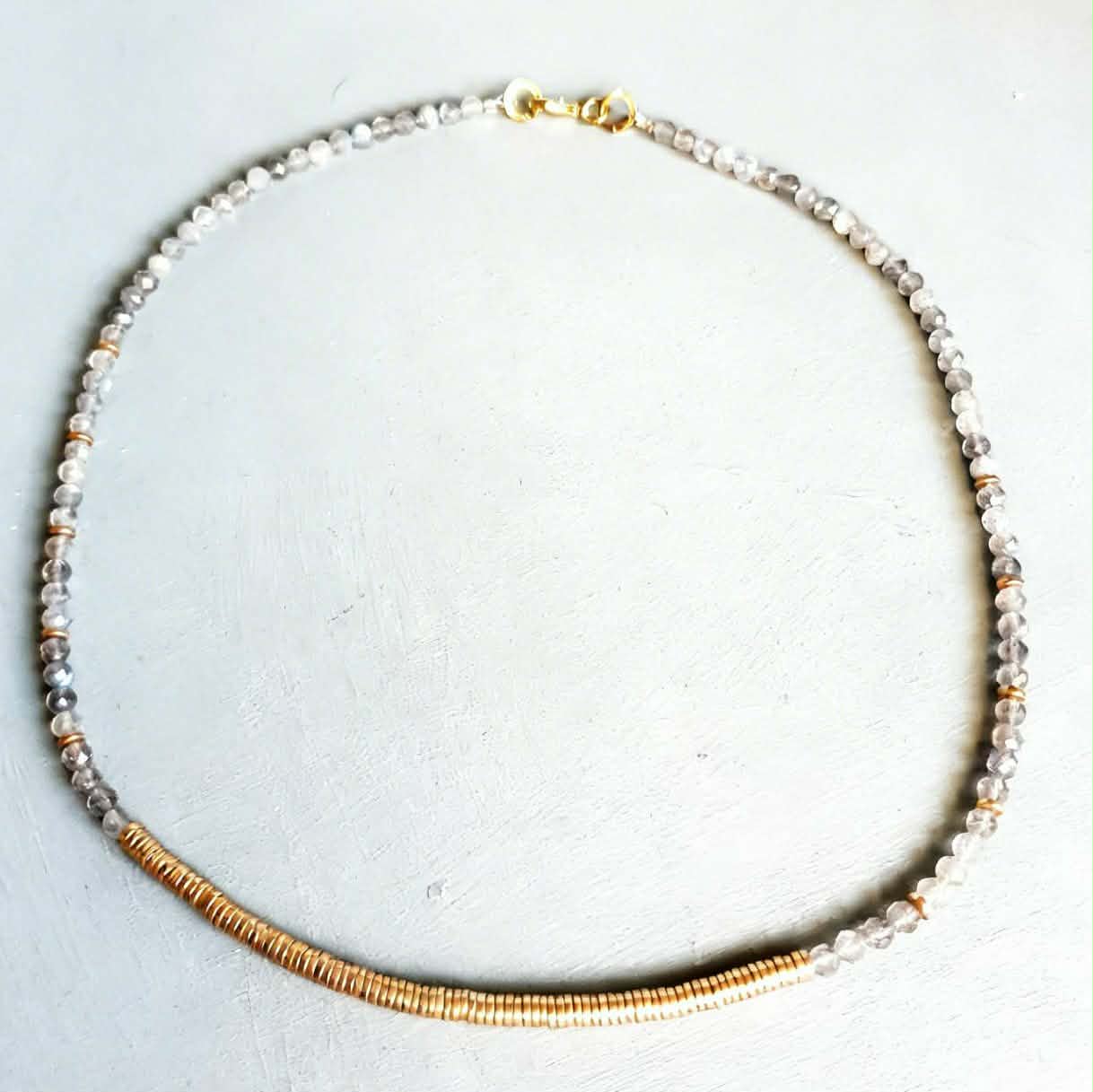 Labradorite & Golden Hematite Long Gemstone Necklace