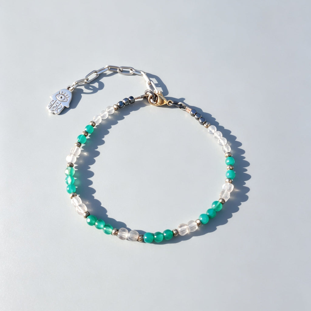 Emerald and Labradorite Gemstone Anklet