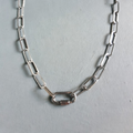 Chunky Paperclip Silver Necklace with Freedom Lock