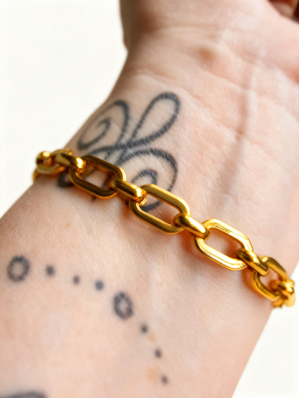 Gold Link Chain Bracelet with Freedom Lock