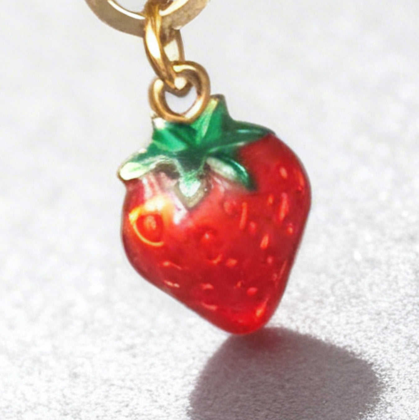 Sweet Strawberry Charm Classic Hex Huggie