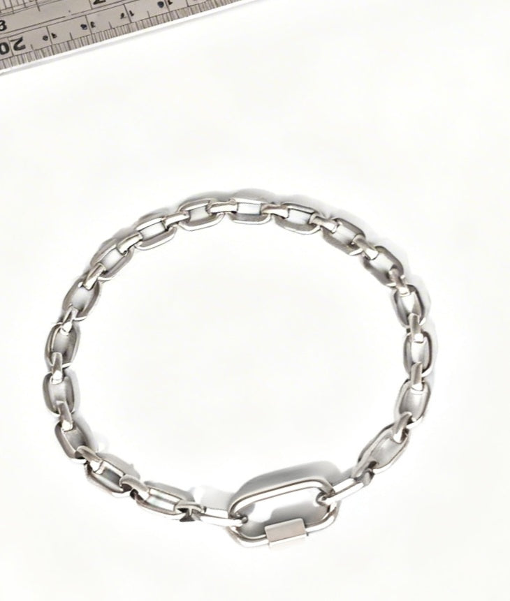 Silver Link Chain Bracelet with Freedom Lock