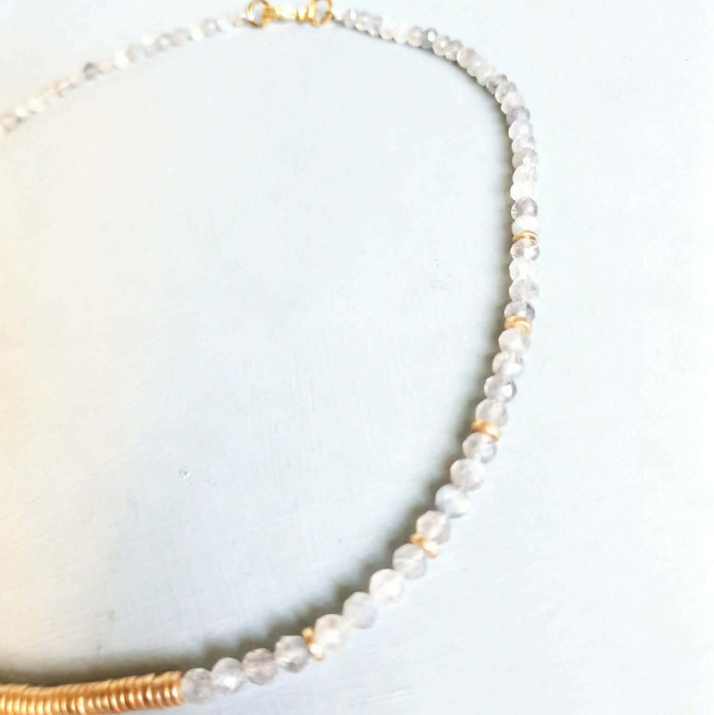 Labradorite & Golden Hematite Long Gemstone Necklace