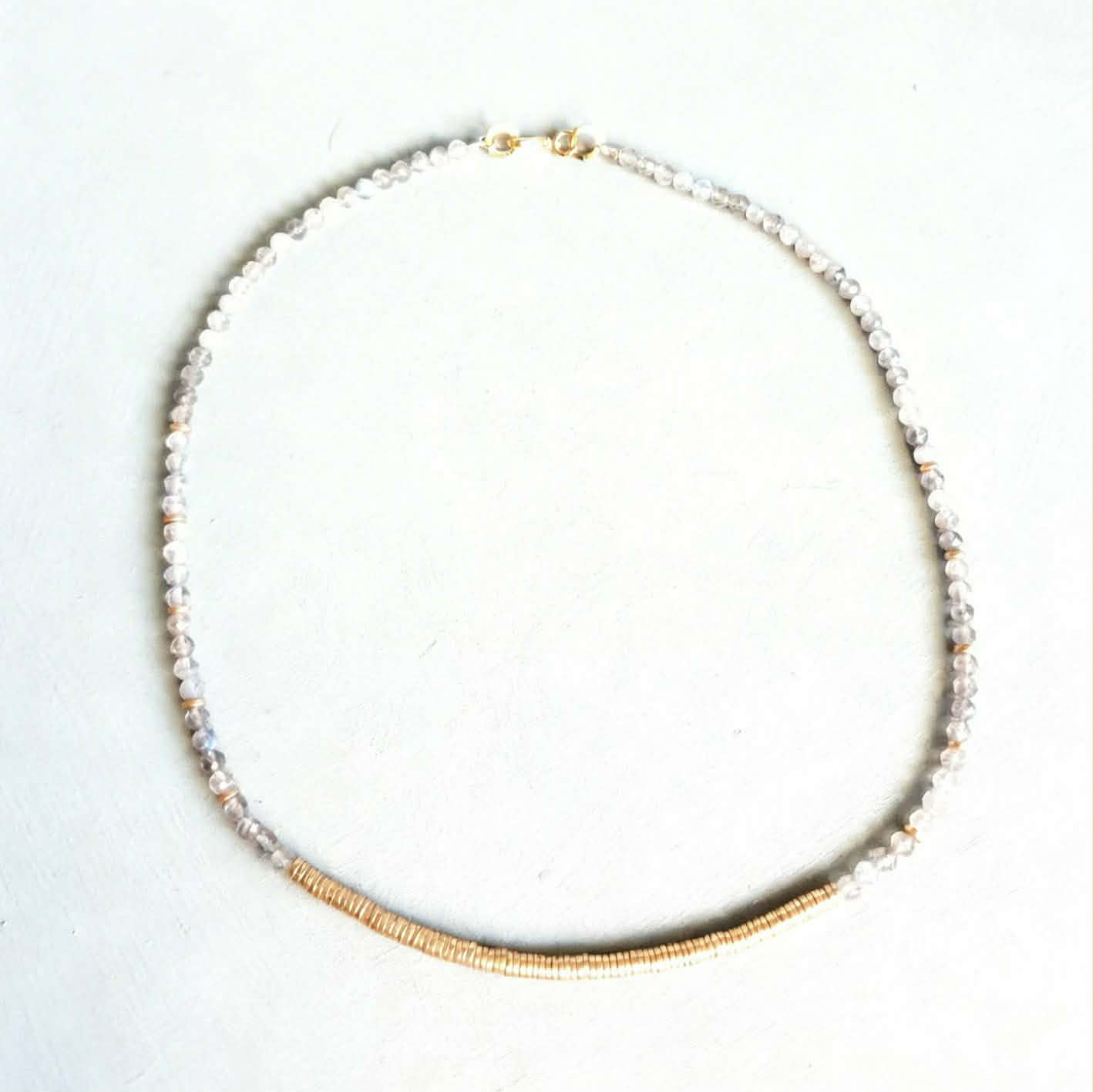 Labradorite & Golden Hematite Long Gemstone Necklace