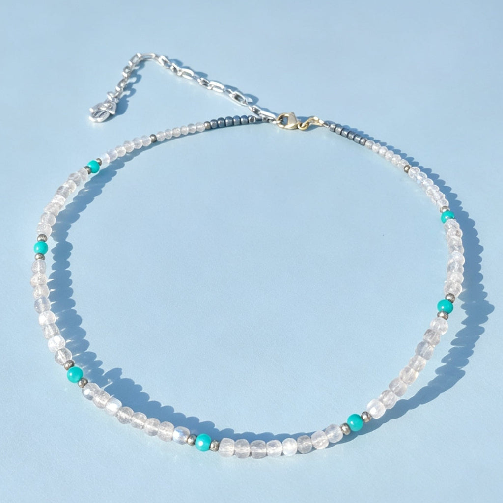 Labradorite and Emerald Gemstone Collar Necklace