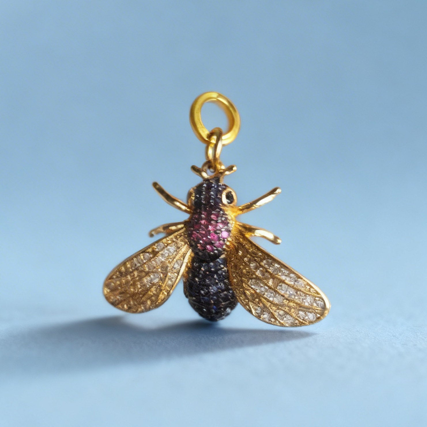 Golden Crystal Fly Charm