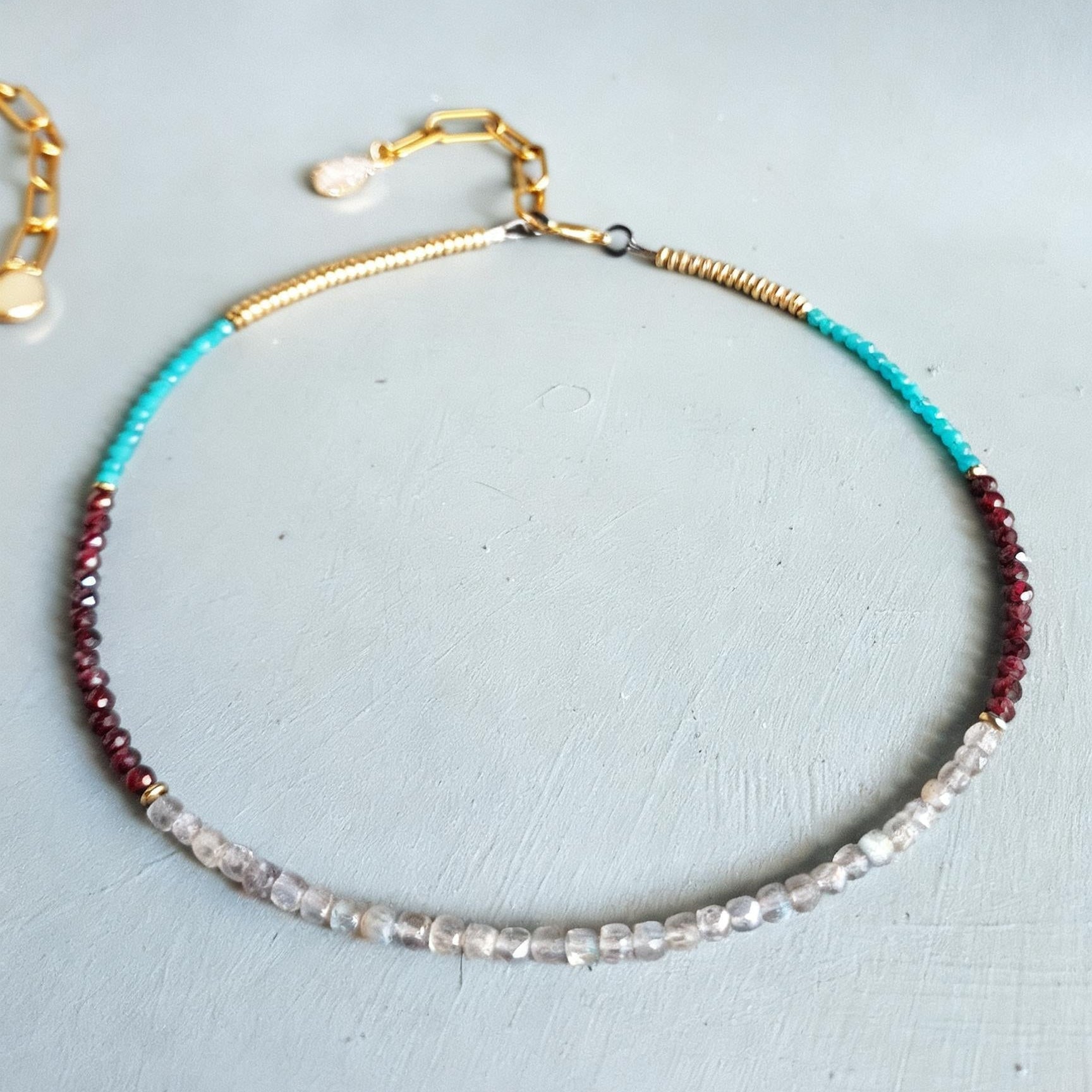 Neon Apatite, Labradorite & Garnet Gemstone Princesses Necklace