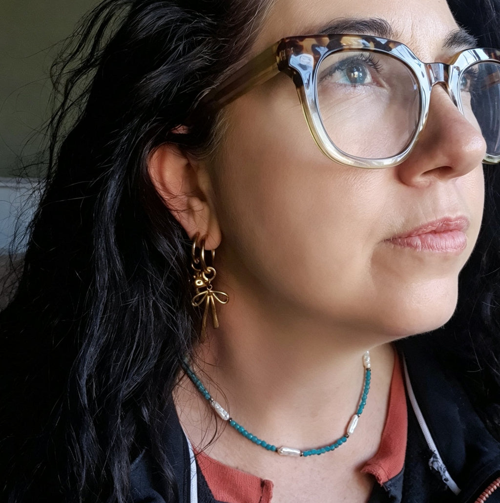 Neon Apatite, Pyrite & Freshwater Pearl Necklace