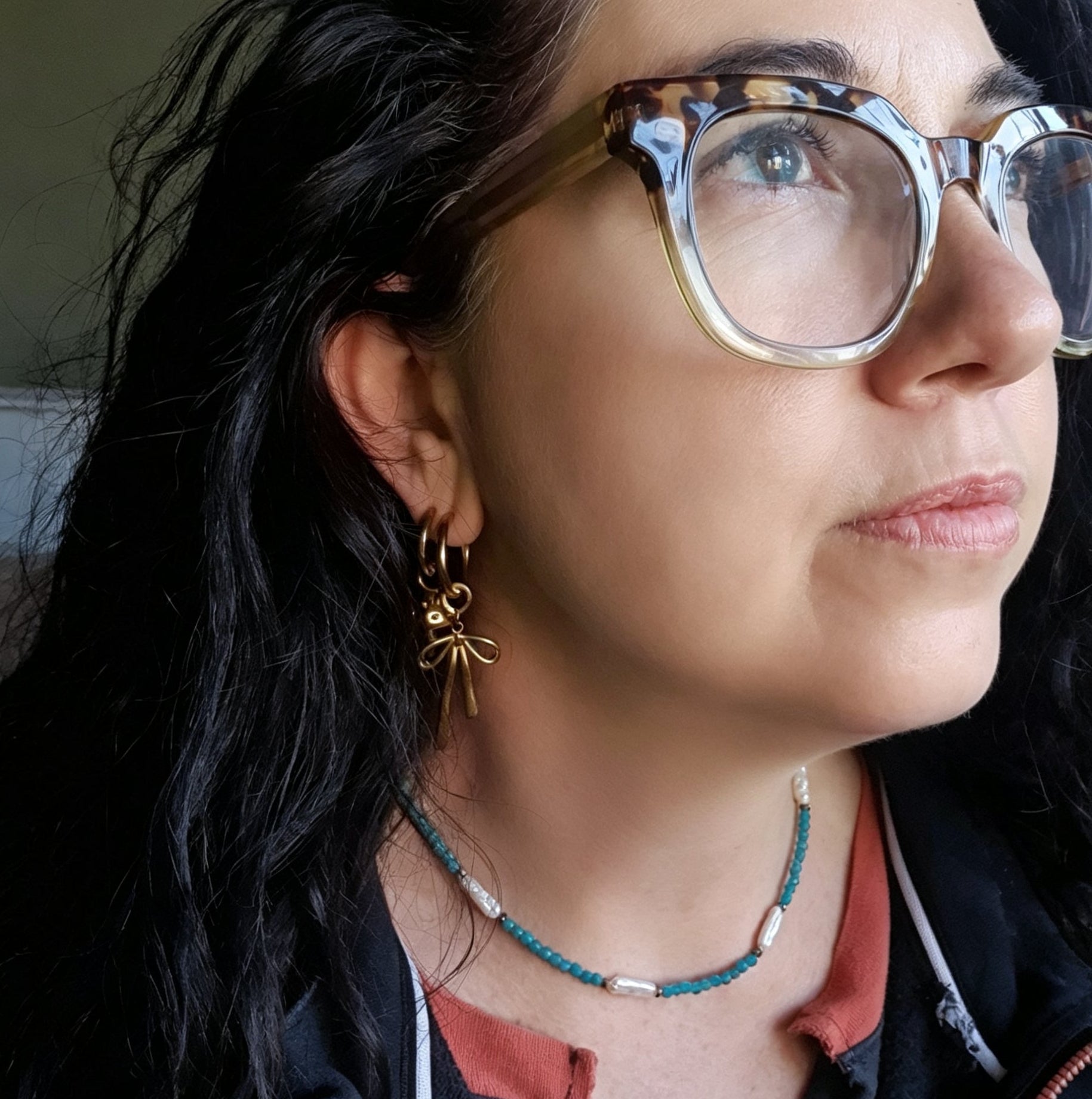 Neon Apatite, Pyrite & Freshwater Pearl Necklace
