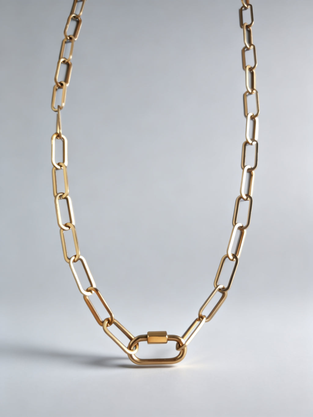 Chunky Paperclip Gold Necklace with Freedom Lock