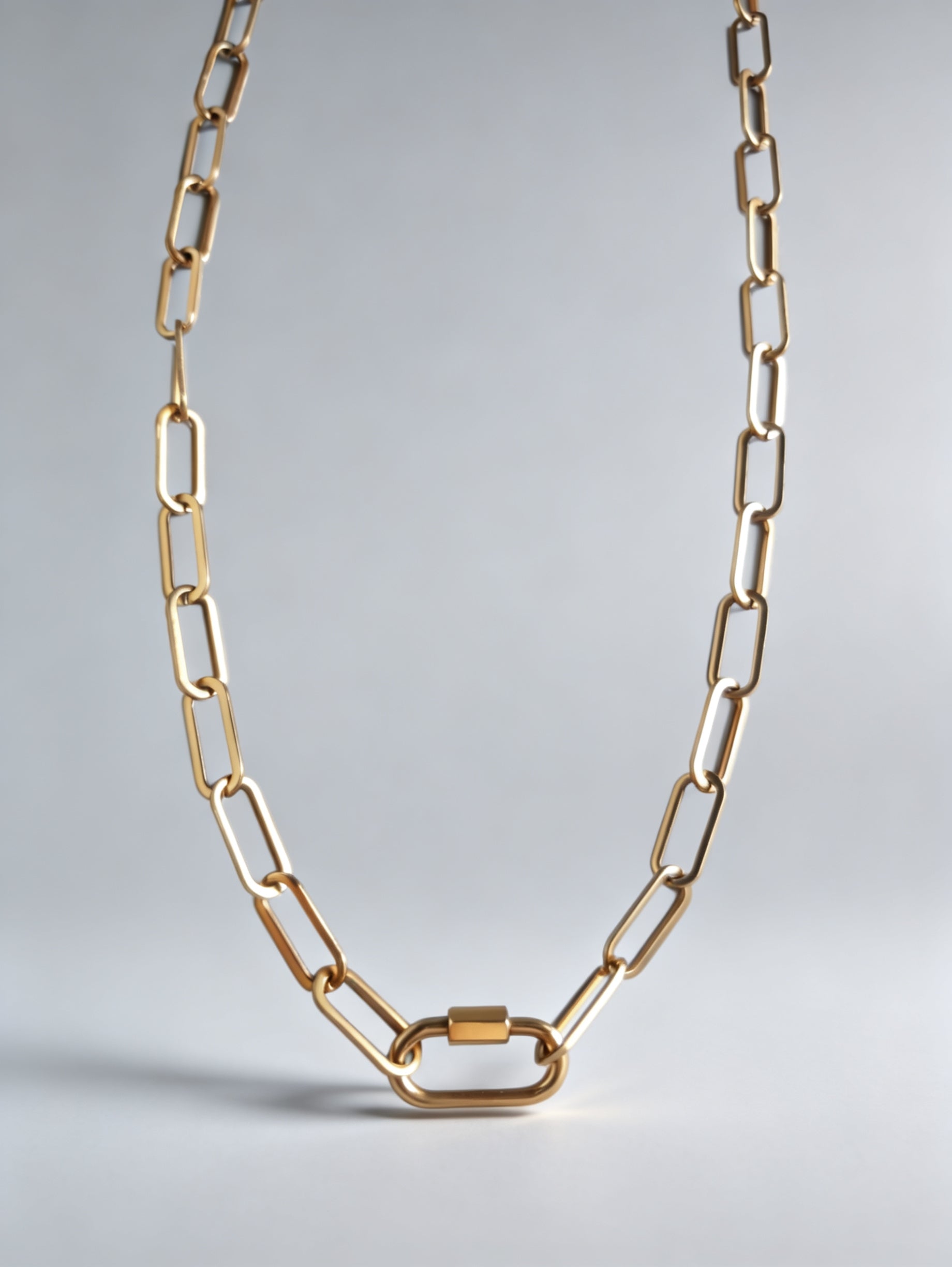 Chunky Paperclip Gold Necklace with Freedom Lock