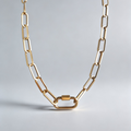 Chunky Paperclip Gold Necklace with Freedom Lock