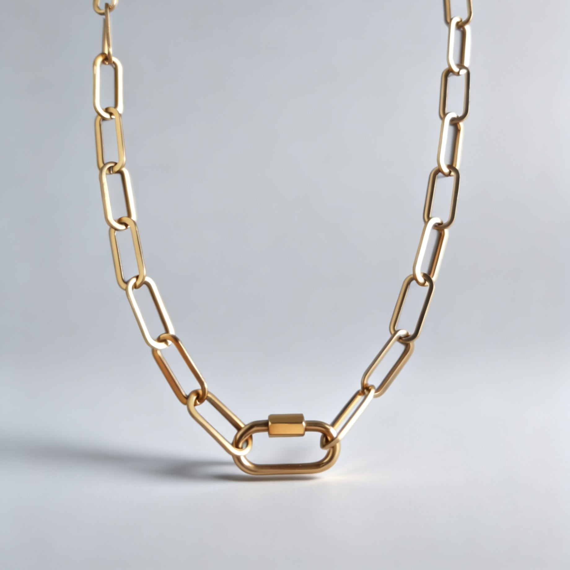 Chunky Paperclip Gold Necklace with Freedom Lock