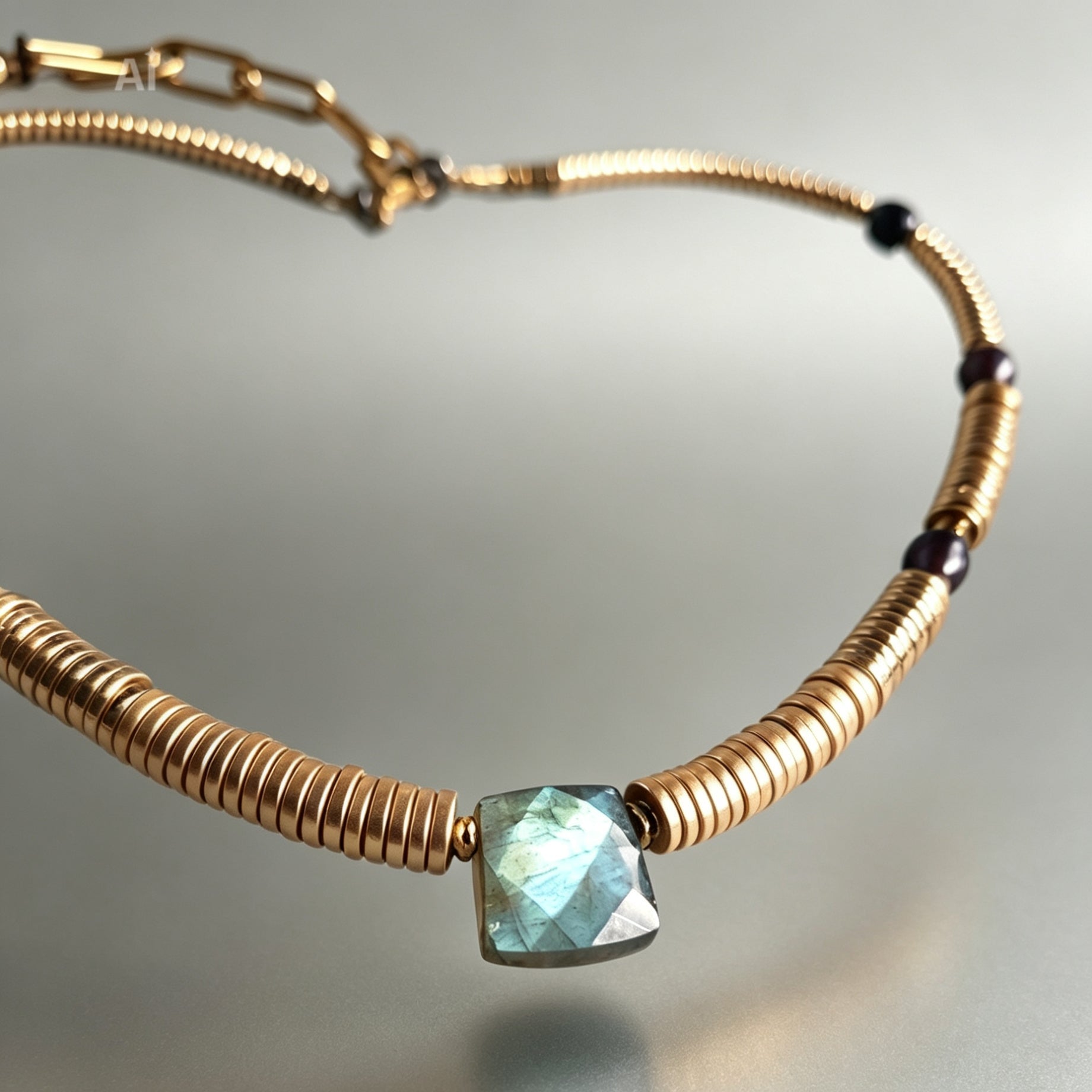 Labradorite, Baroque Pearl & Golden Hematite Necklace IV
