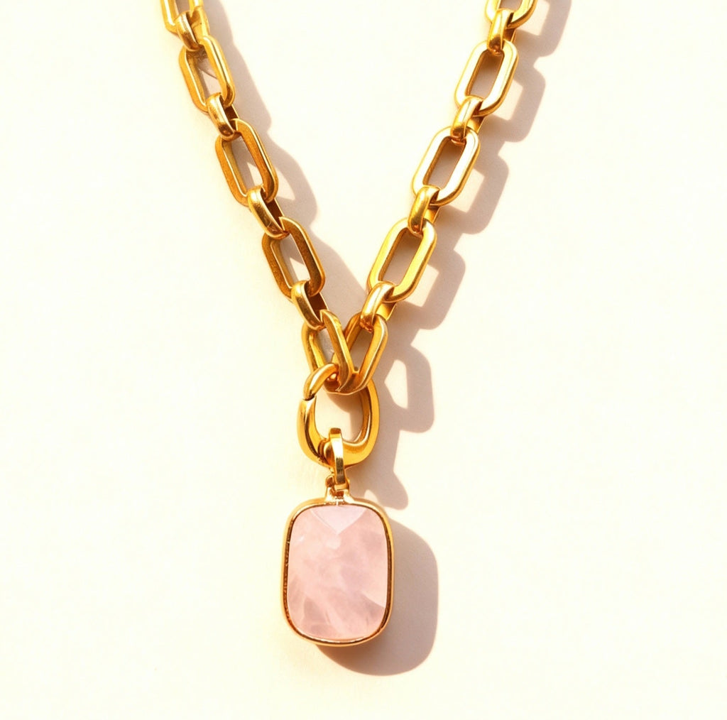 Link chain Gold Necklace with Lock