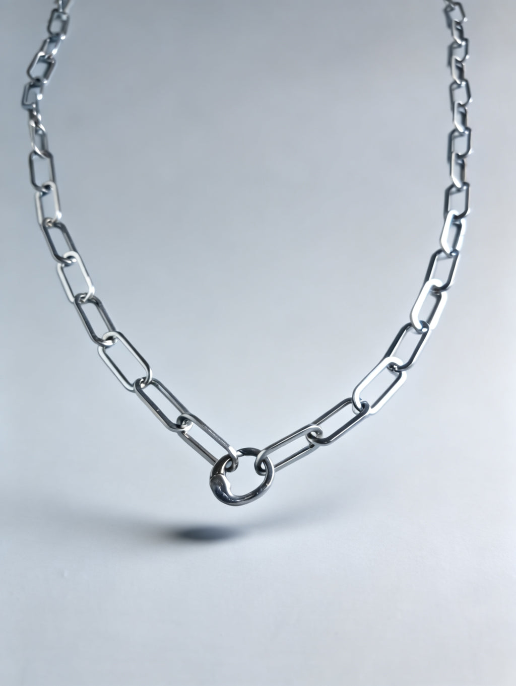 Chunky Paperclip Silver Necklace with Freedom Lock