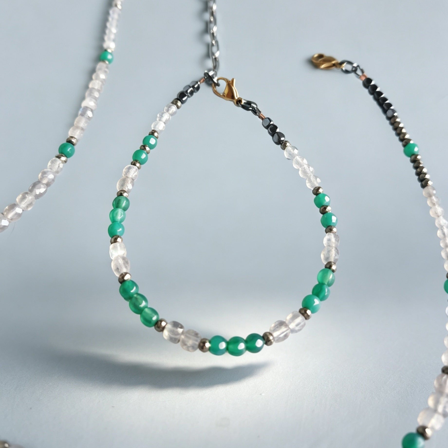 Emerald and Labradorite Gemstone Anklet