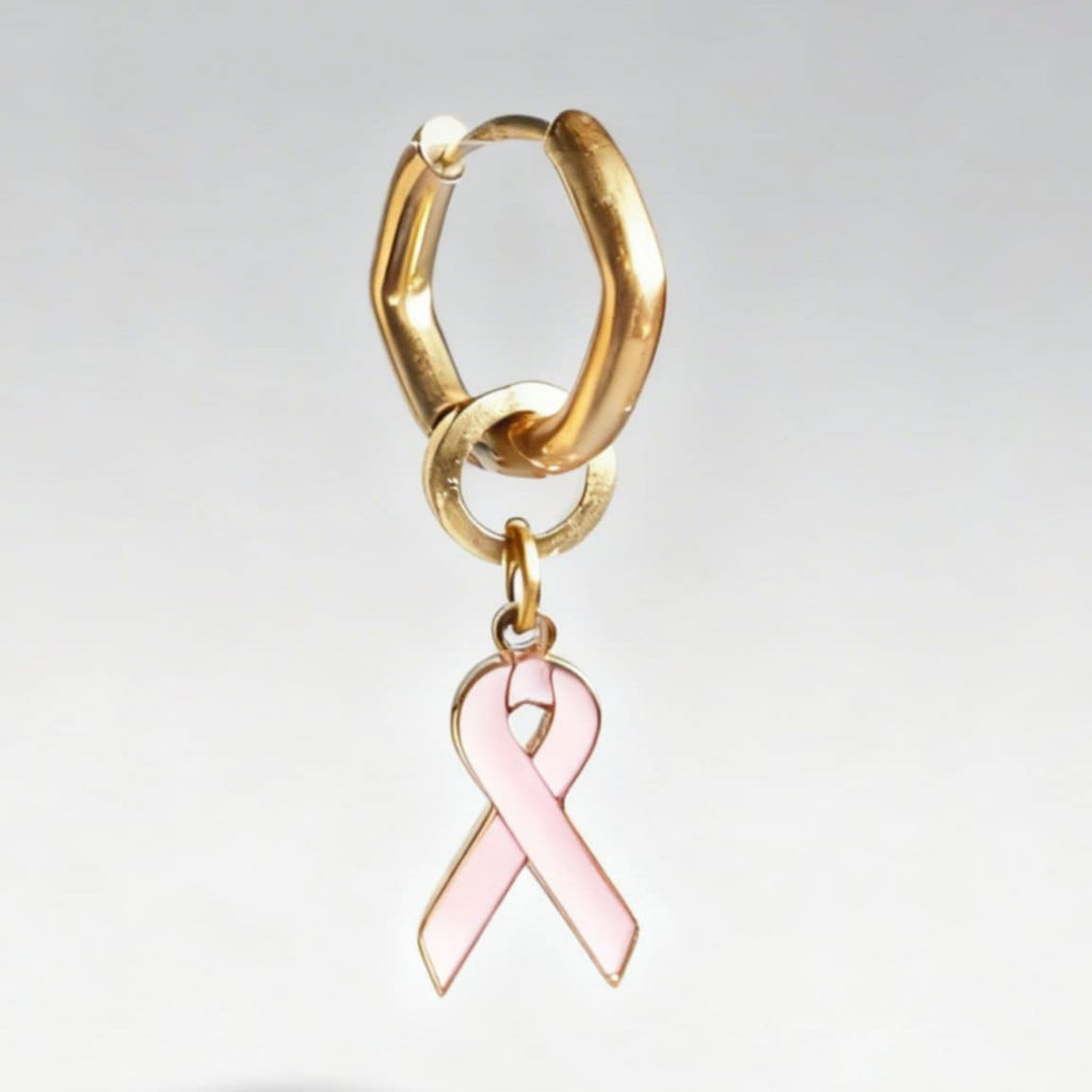 Pink Ribbon Charm Classic Hex Huggy